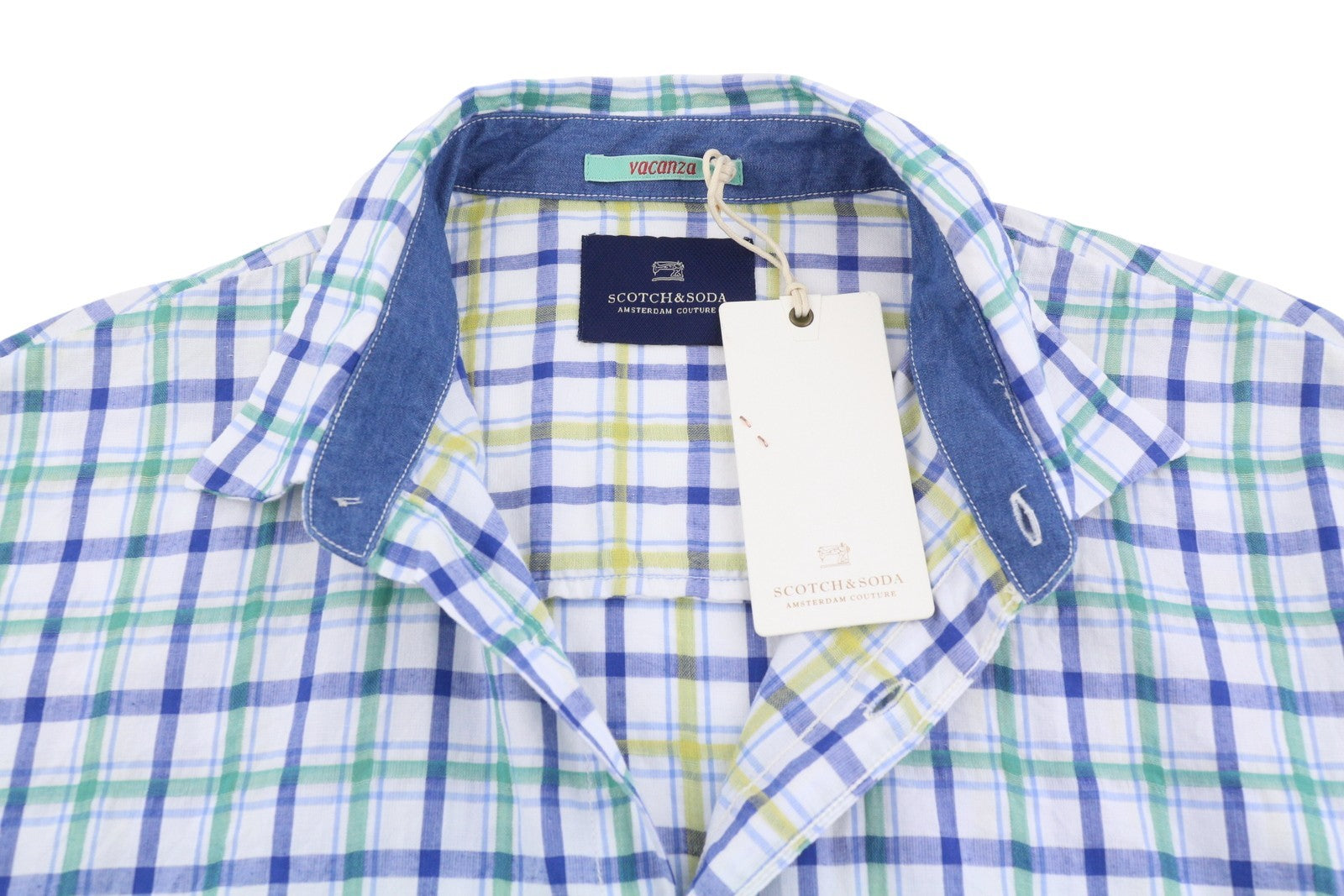 SCOTCH & SODA Men Shirt ~M Casual Plaid Print Button-Up Spread Collar