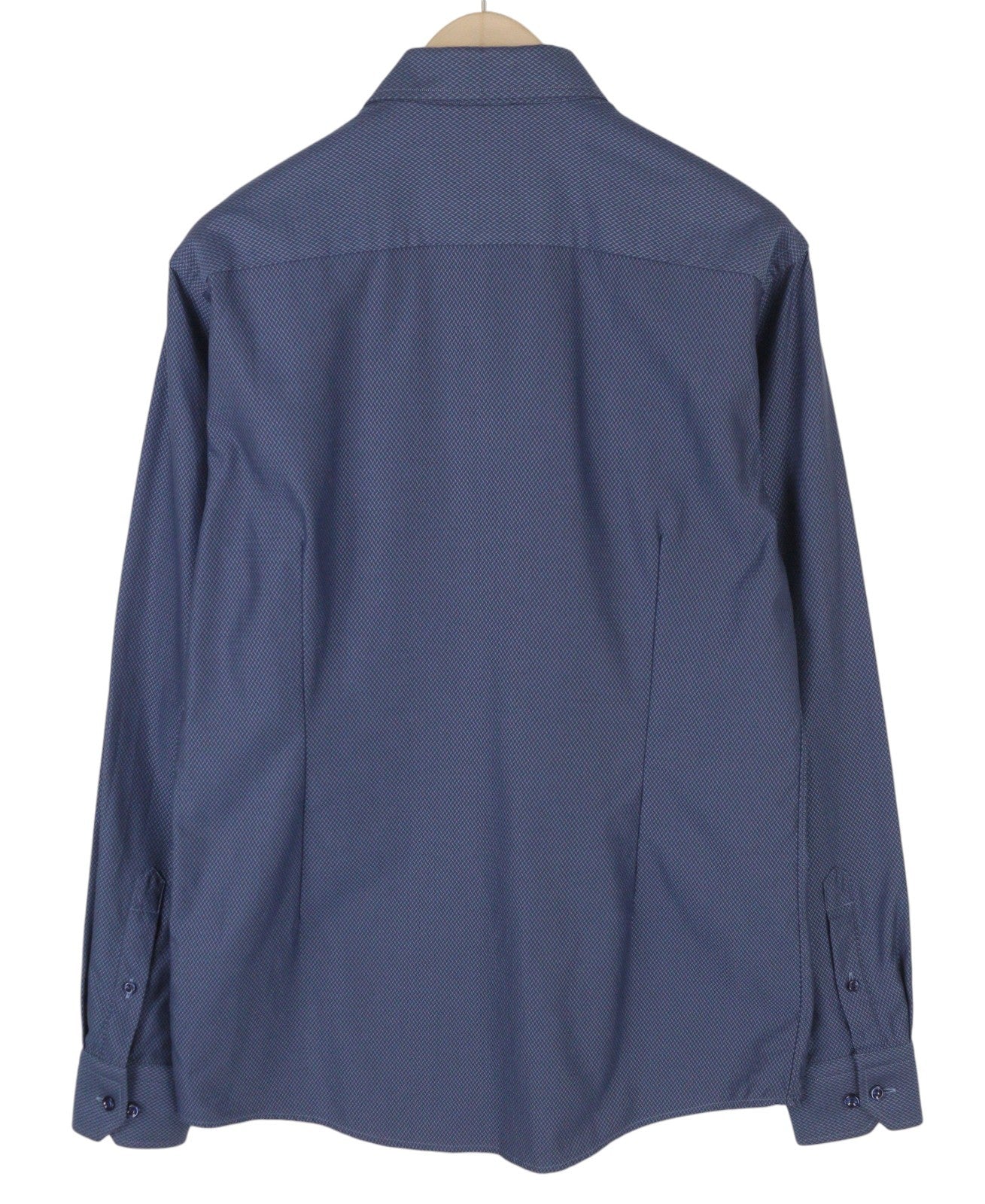 ETON Signature Twill Men Formal Shirt XL Blue Print Slim Spread Button