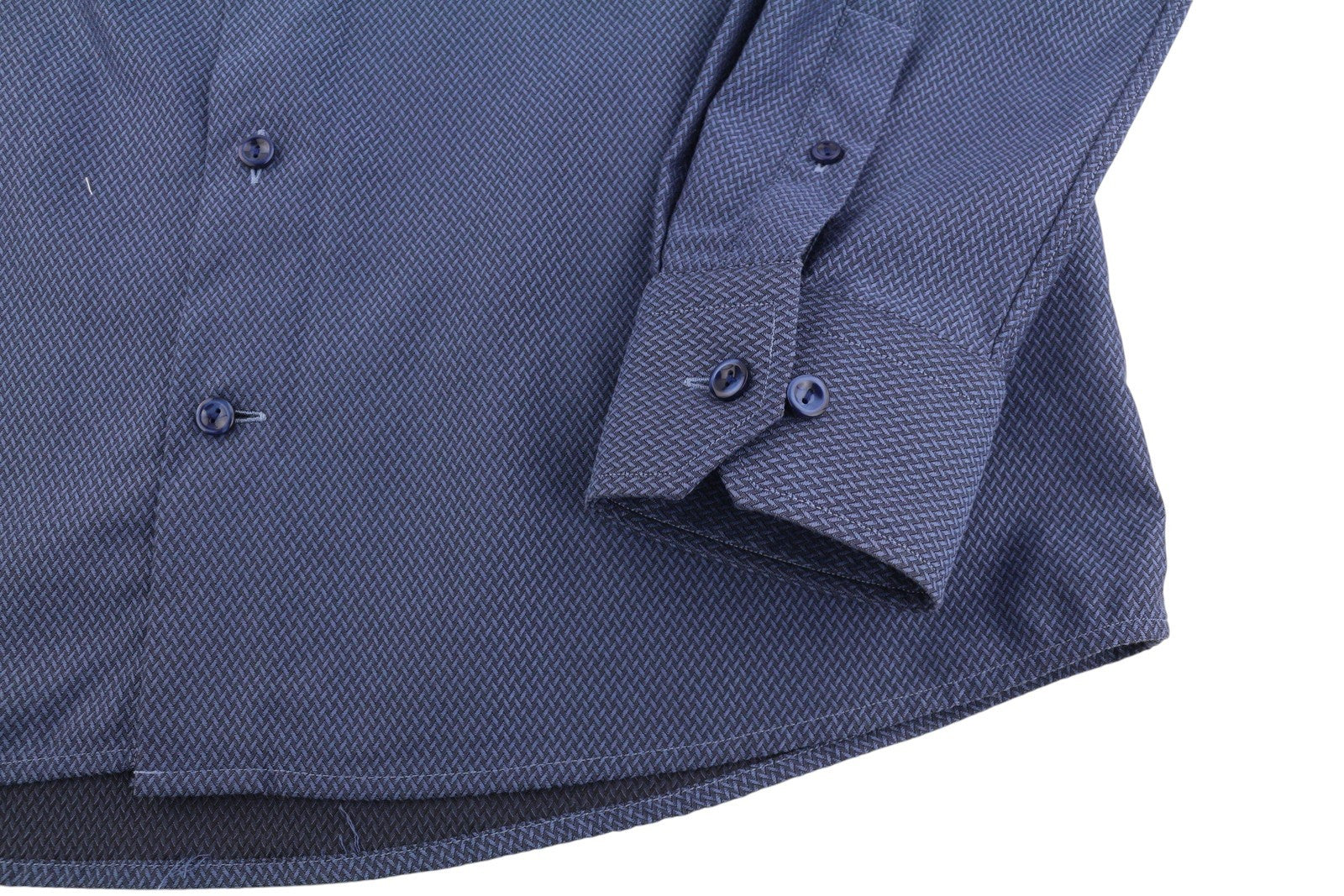 ETON Signature Twill Men Formal Shirt XL Blue Print Slim Spread Button