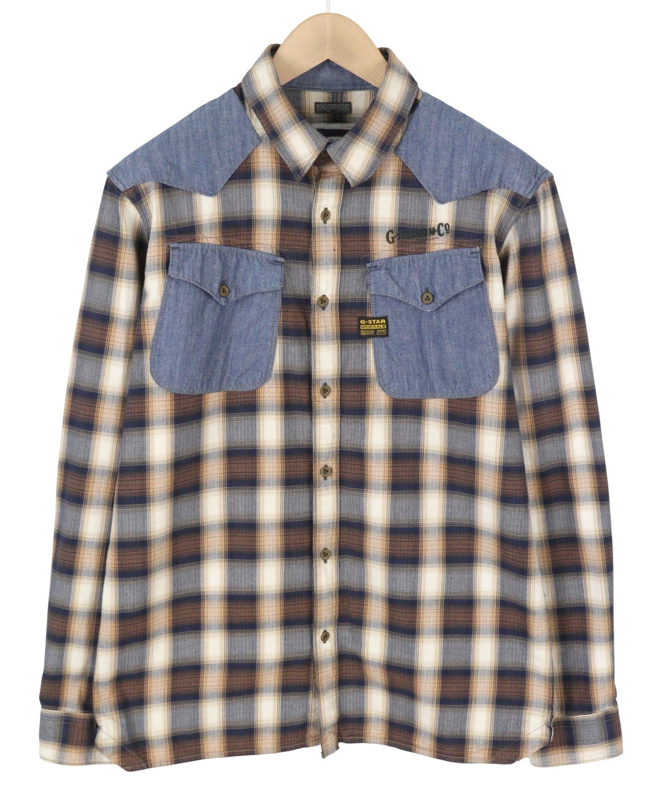 G-STAR Co Cowboy Men Shirt XL Plaid Western Style Button Spread