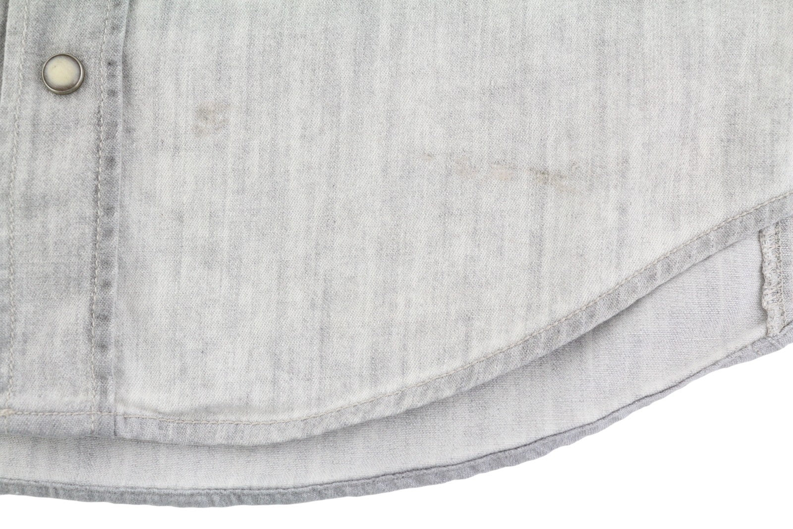 HUGO BOSS EdaE Men Shirt L Light Grey Washed Snap Button Western Collar