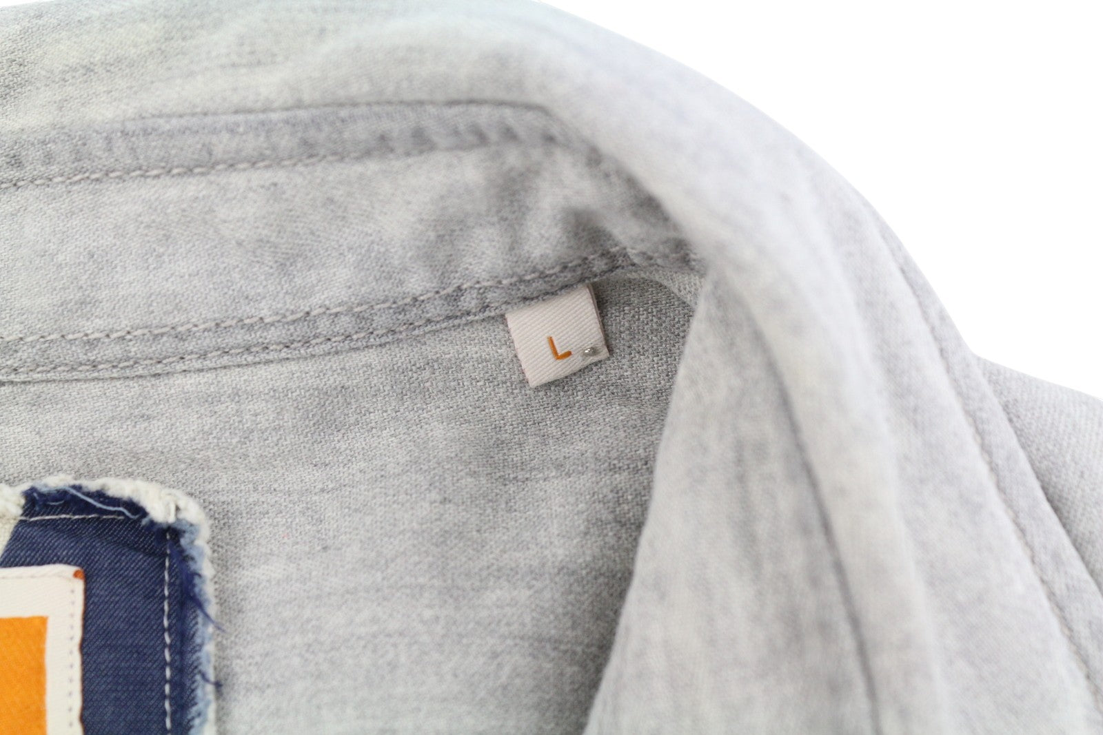 HUGO BOSS EdaE Men Shirt L Light Grey Washed Snap Button Western Collar