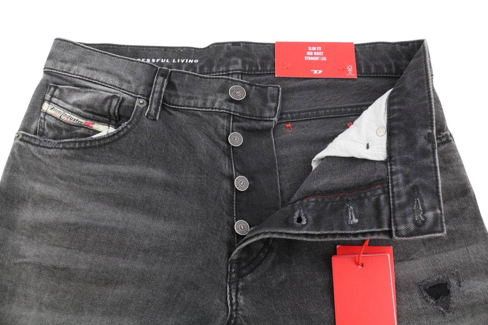 DIESEL 1995 D-Sark 09G19 Men Jeans W28/L32 Grey Faded Distress Slim RRP225