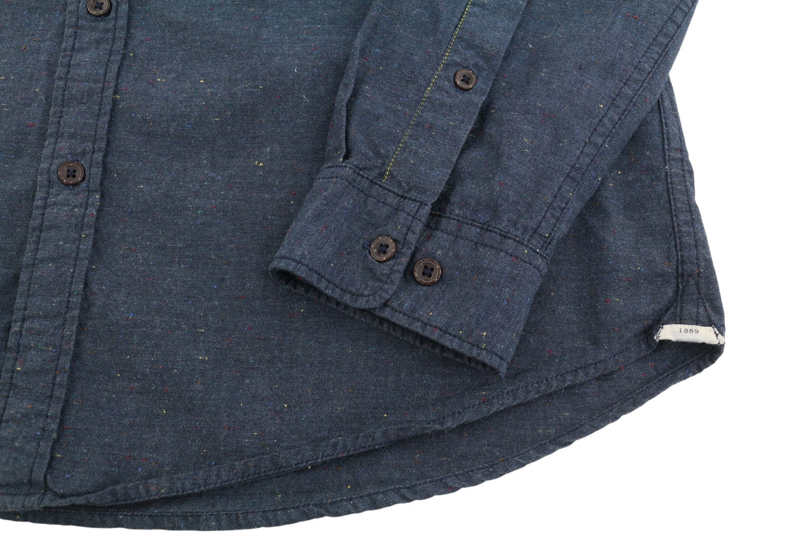 LEE Button Down Men Shirt L Dark Blue Print Patch Pocket Logo Casual