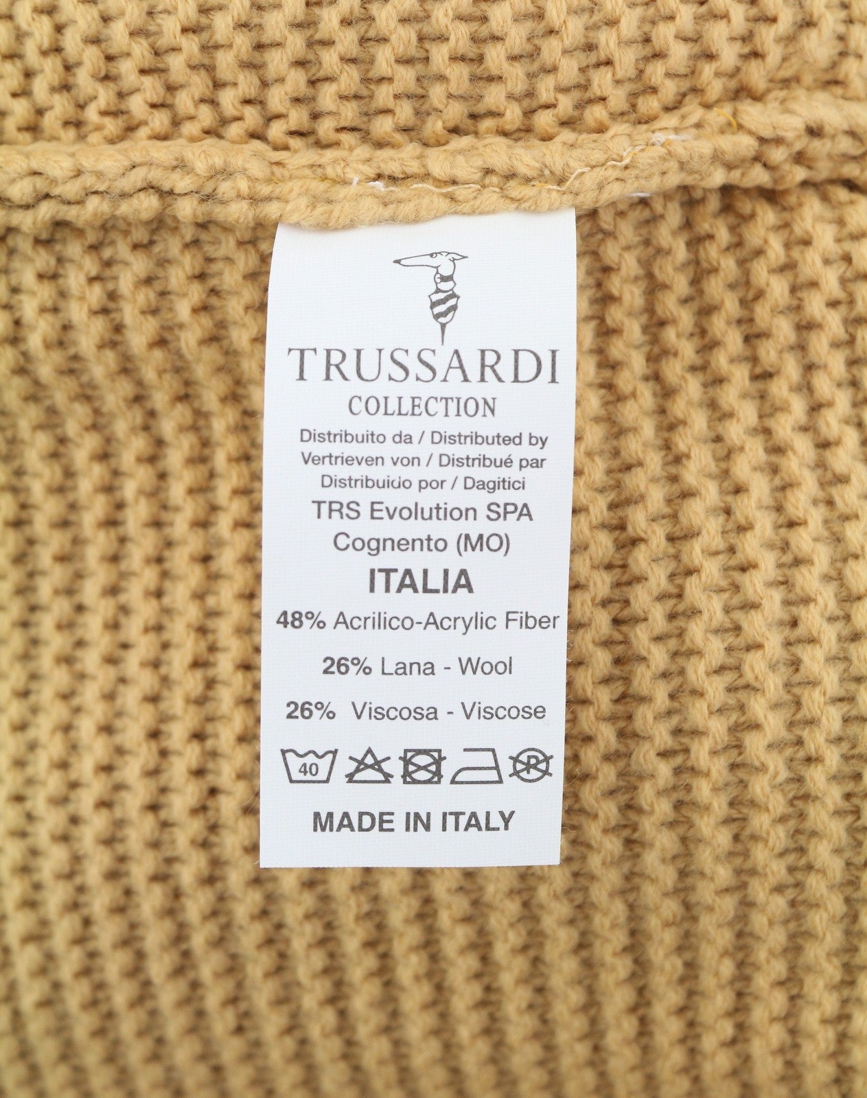 TRUSSARDI Cecina Men Cardigan XL Beige Wool Blend Button Knit RRP320