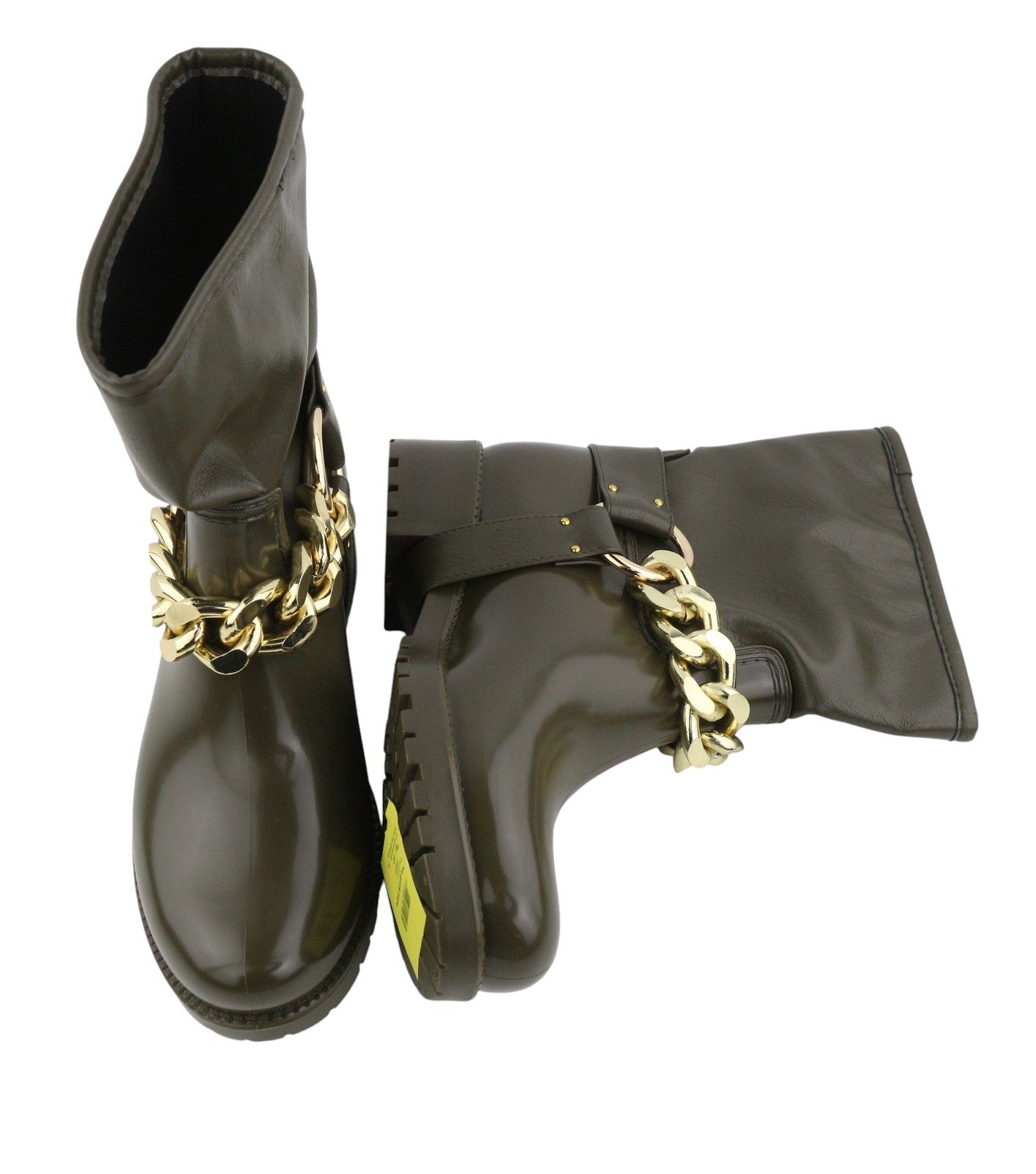 LIU JO Nieve Women Boots EU37 Green Ankle Round Toe Gold Detail Casual