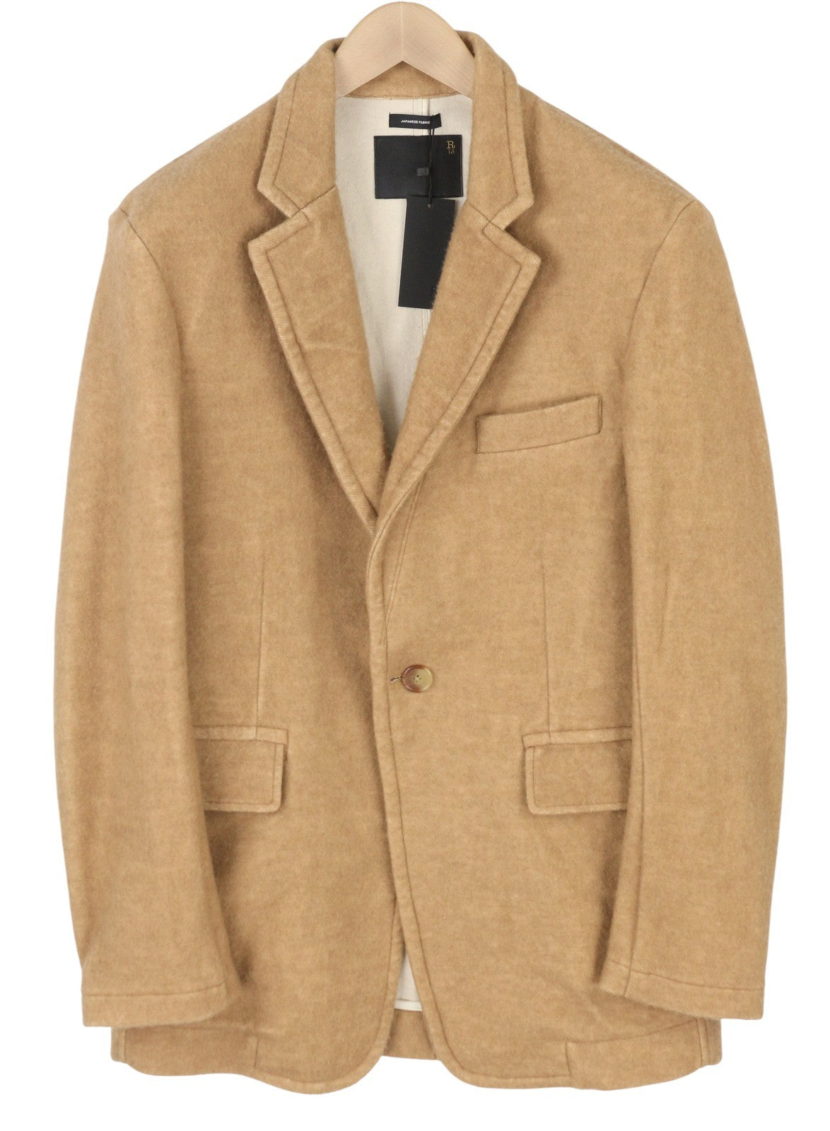 R13 Ragged Women Blazer S Camel Blend Oversized Single Breasted RRP1295