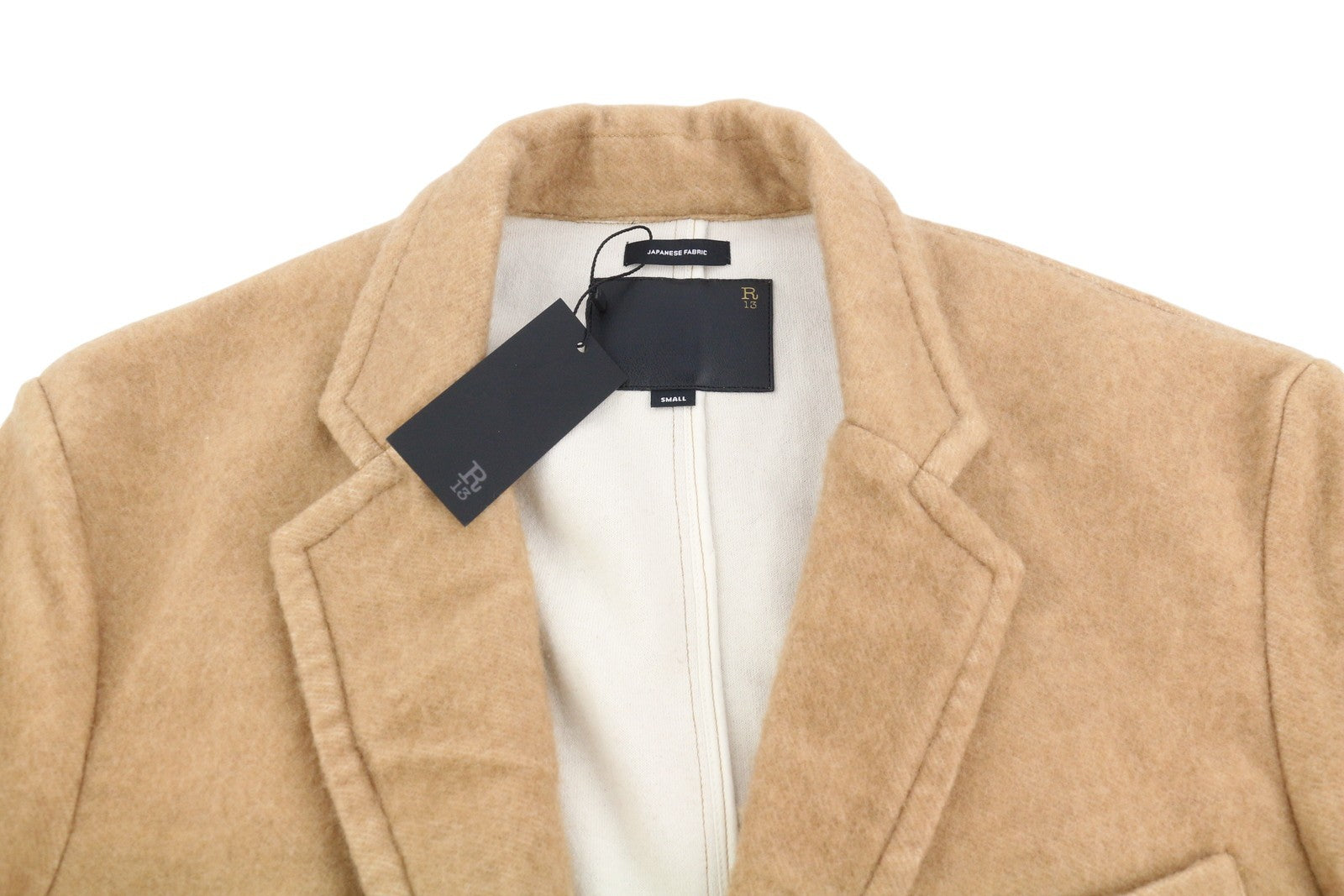 R13 Ragged Women Blazer S Camel Blend Oversized Single Breasted RRP1295
