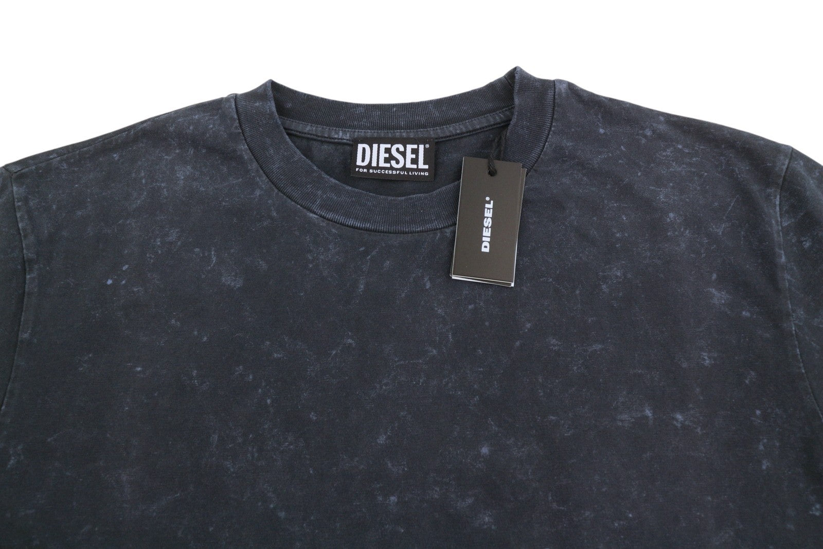 DIESEL T-Just-Slits-B65 Men T-Shirt S Dark Blue Crew Neck Wash Effect
