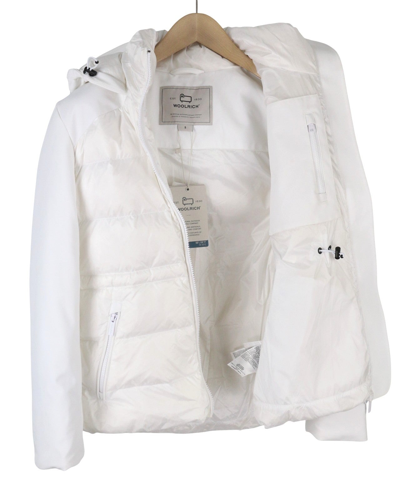 WOOLRICH Soft Shell Down Hybrid Women Jacket S White Quilted RRP520