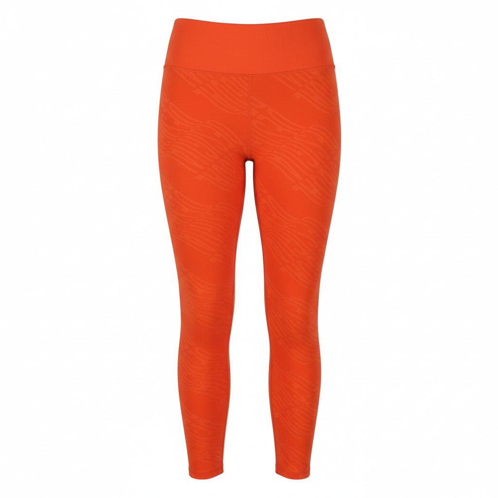 DESIGUAL Lemon Women Leggings L Orange Patterned Cropped Ankle Stretch Fitted