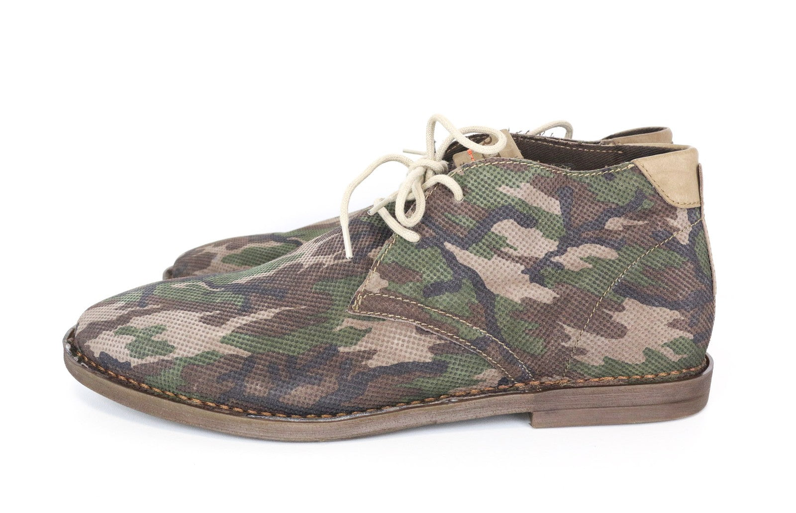 REPLAY Men Casual Shoes EU46 Brown Leather High Top Camo Lace-Up