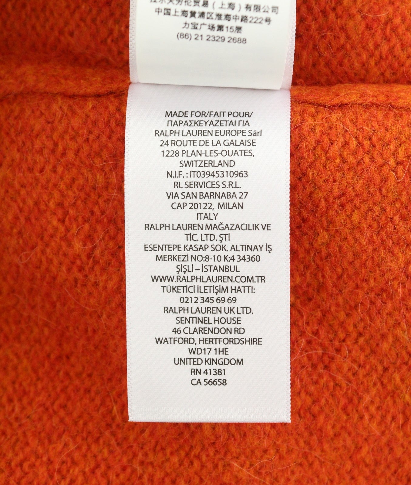 RALPH LAUREN Classic Orange Men Jumper XS Melange Wool Alpaca Knit RRP269