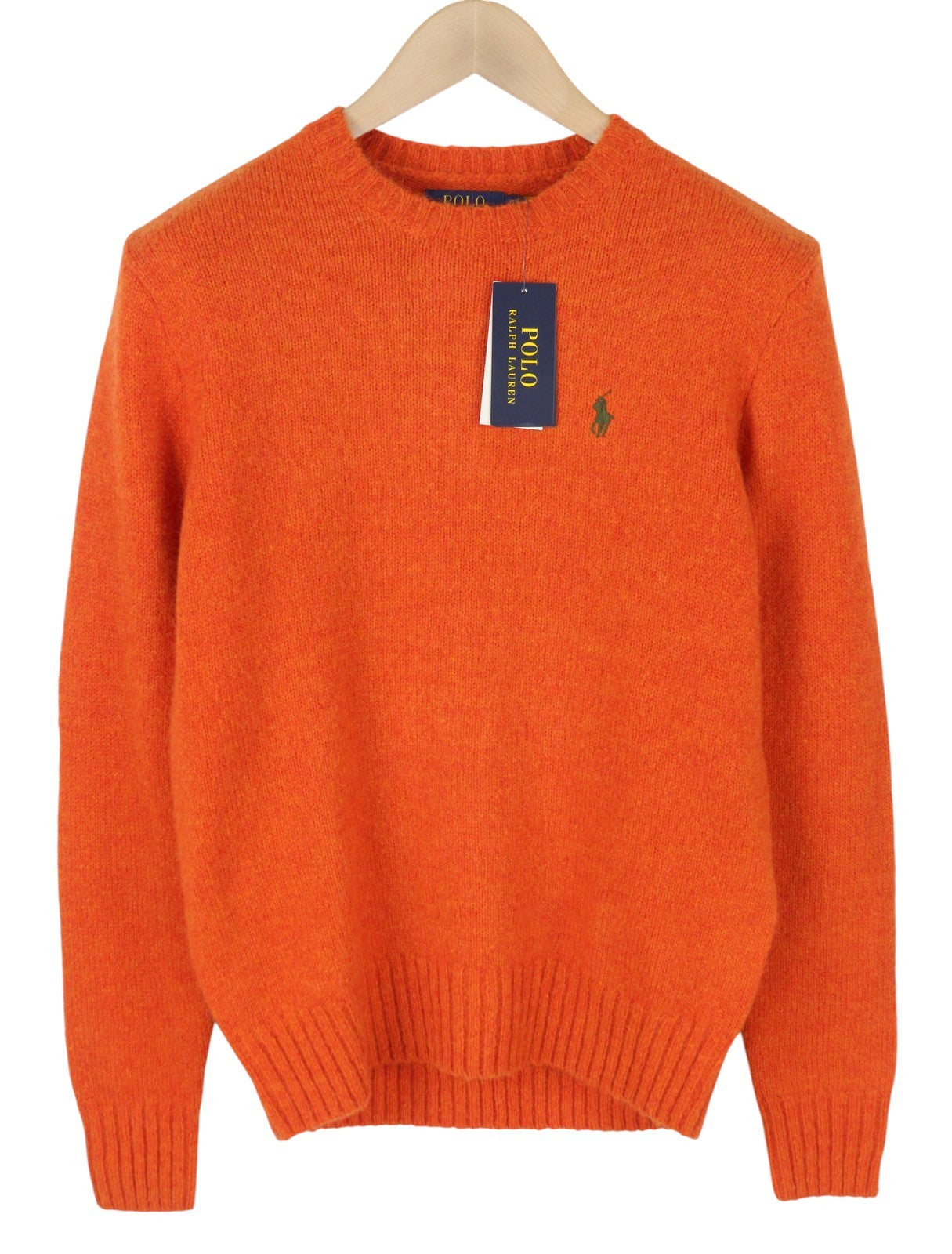 RALPH LAUREN Classic Orange Men Jumper XS Melange Wool Alpaca Knit RRP269