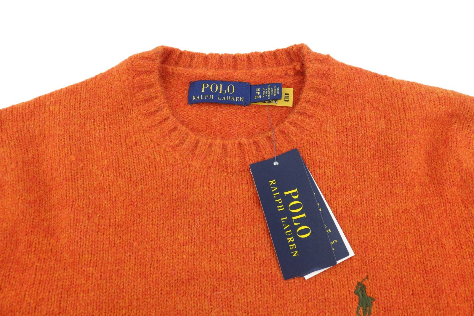 RALPH LAUREN Classic Orange Men Jumper XS Melange Wool Alpaca Knit RRP269