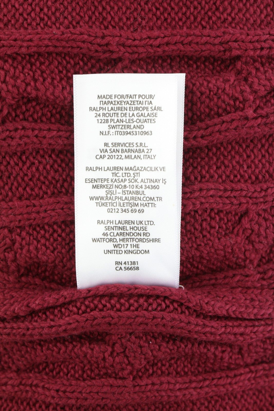 RALPH LAUREN Driver Cn-Long Sleeve Red Men Jumper L Burgundy Pullover RRP214
