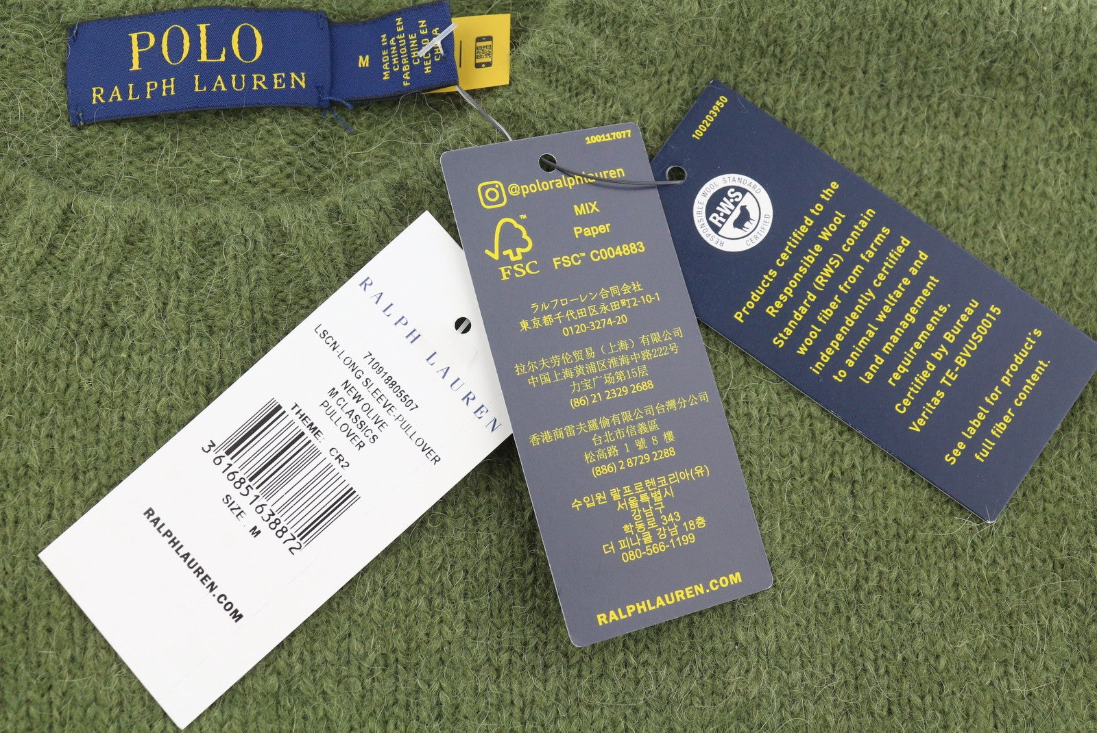 RALPH LAUREN Classics New Olive Men Jumper M Wool Alpaca Melange Pullover
