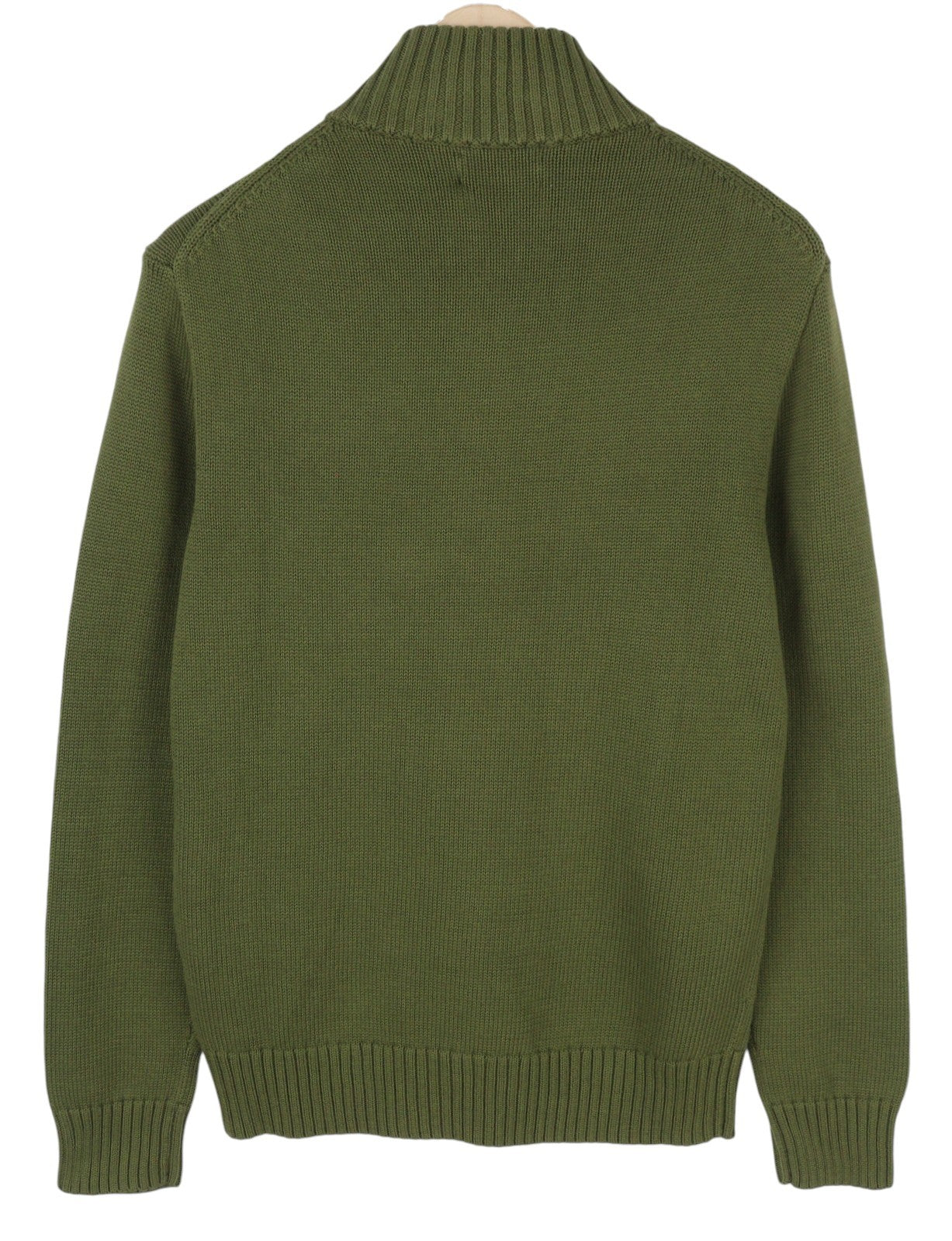 RALPH LAUREN Classics Olive Men Jumper M Half Zip Neck Fine Knit Pull On