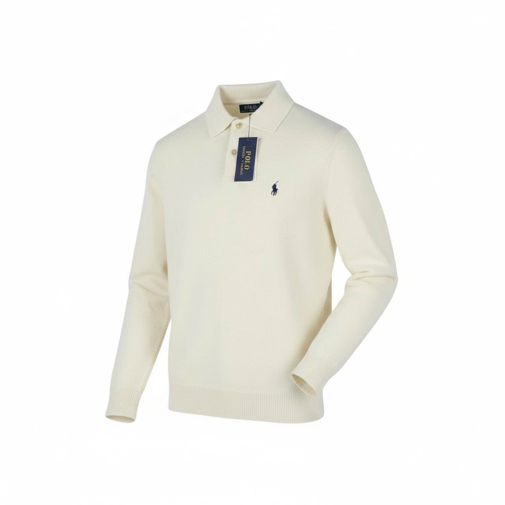 RALPH LAUREN Classics Cream Men Jumper 2XL Wool Blend Polo Pull On RRP220