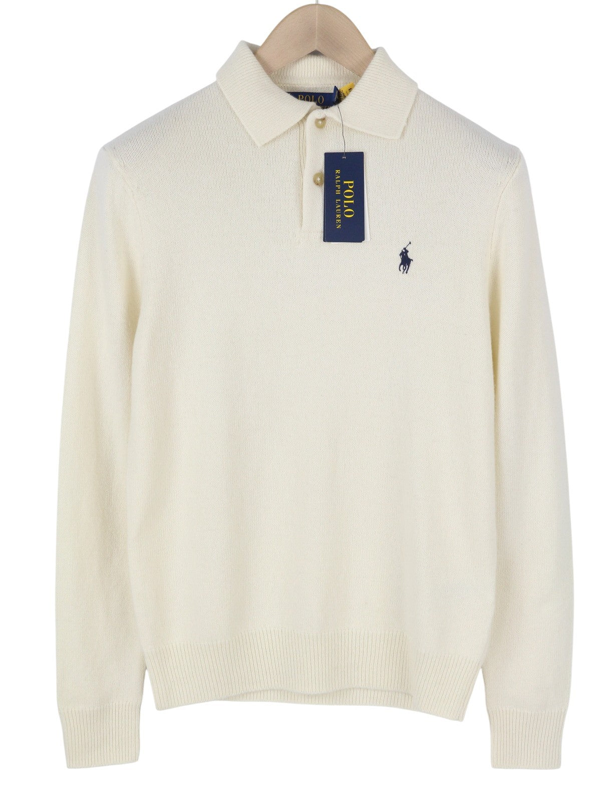 RALPH LAUREN Classics Cream Men Jumper 2XL Wool Blend Polo Pull On RRP220