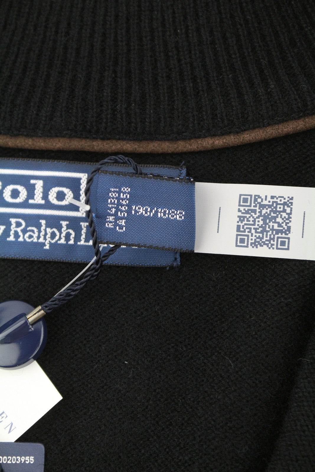 RALPH LAUREN Classic Men Jumper 2XL Black Wool Half Zip Collar Pull On RRP239
