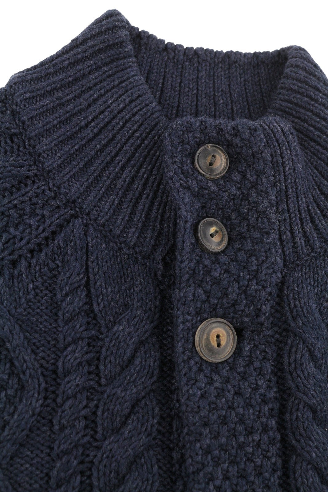 RALPH LAUREN Men Jumper L Dark Blue Cable Knit Button Cardigan Pockets RRP329