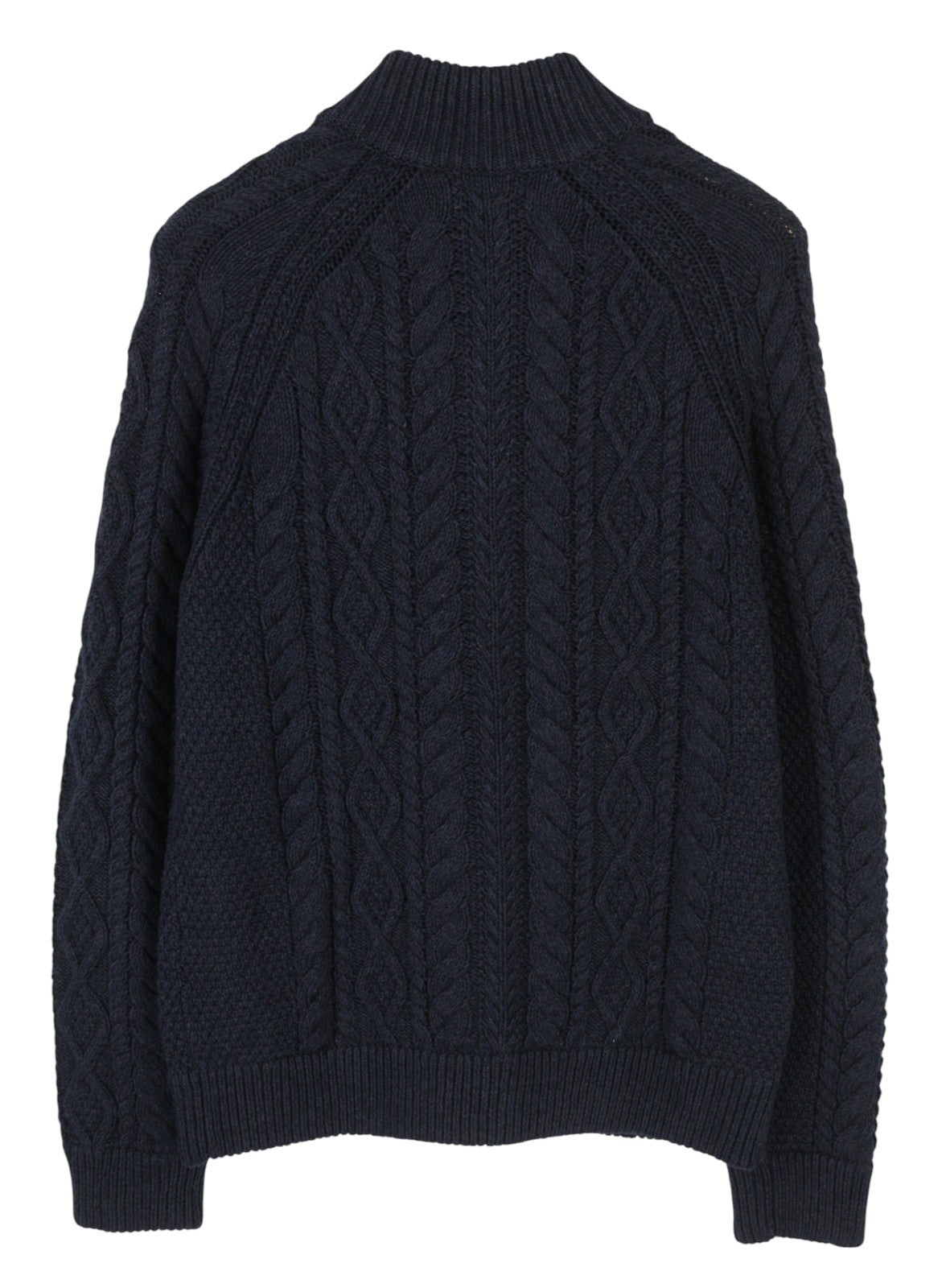 RALPH LAUREN Men Jumper L Dark Blue Cable Knit Button Cardigan Pockets RRP329