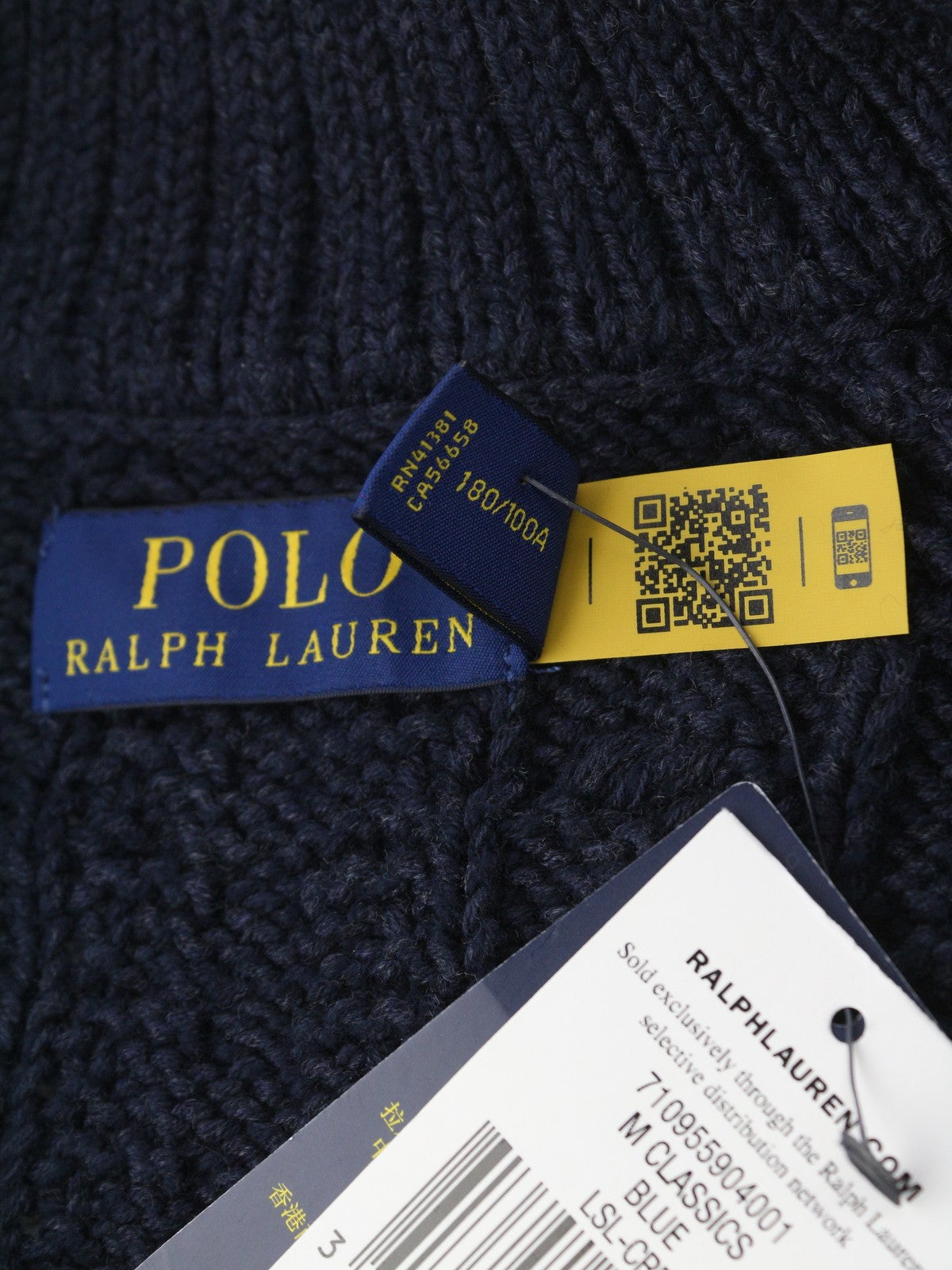 RALPH LAUREN Men Jumper L Dark Blue Cable Knit Button Cardigan Pockets RRP329