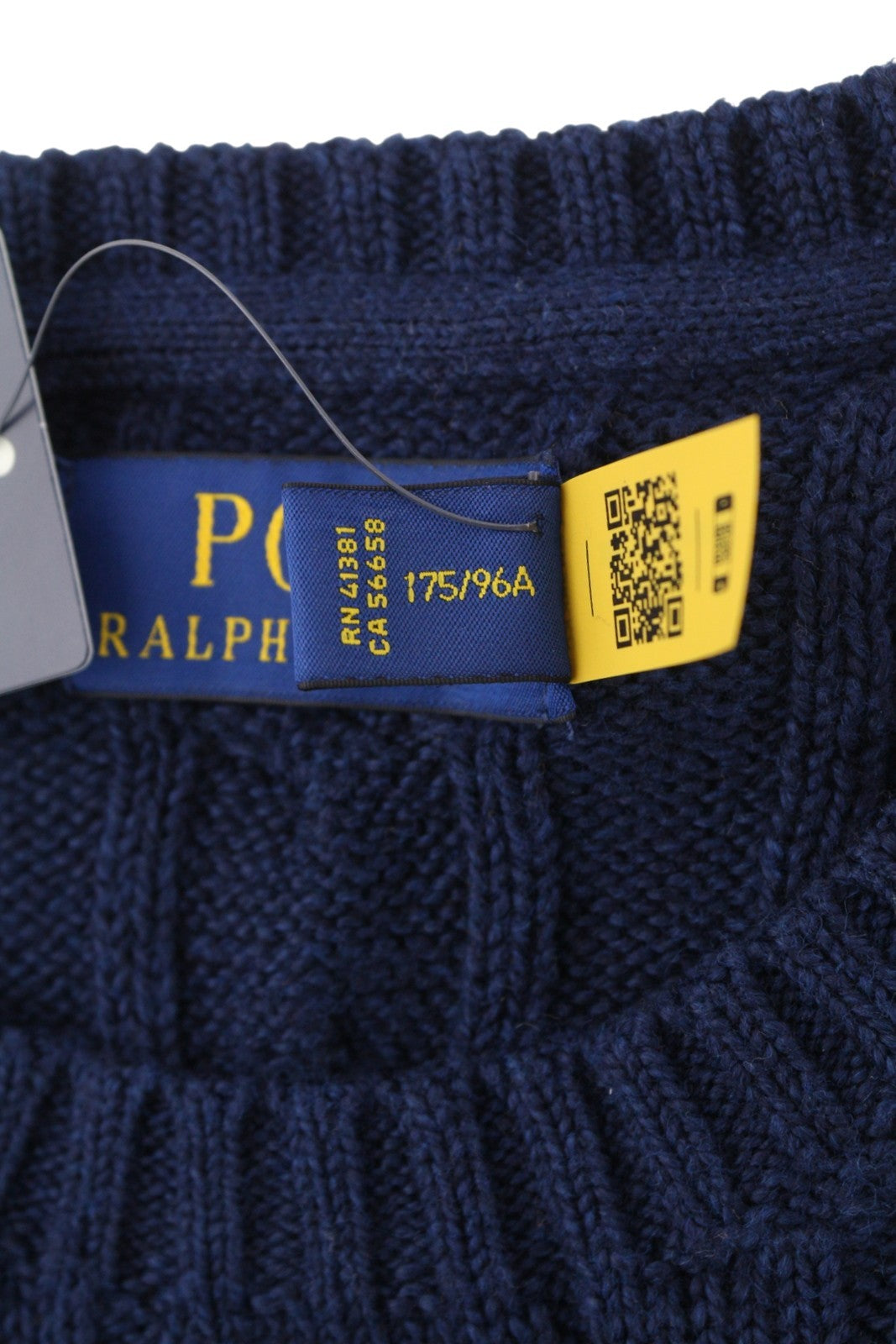 RALPH LAUREN Classics Blue Men Jumper M Striped Cable Knit Wool Pull On RRP258