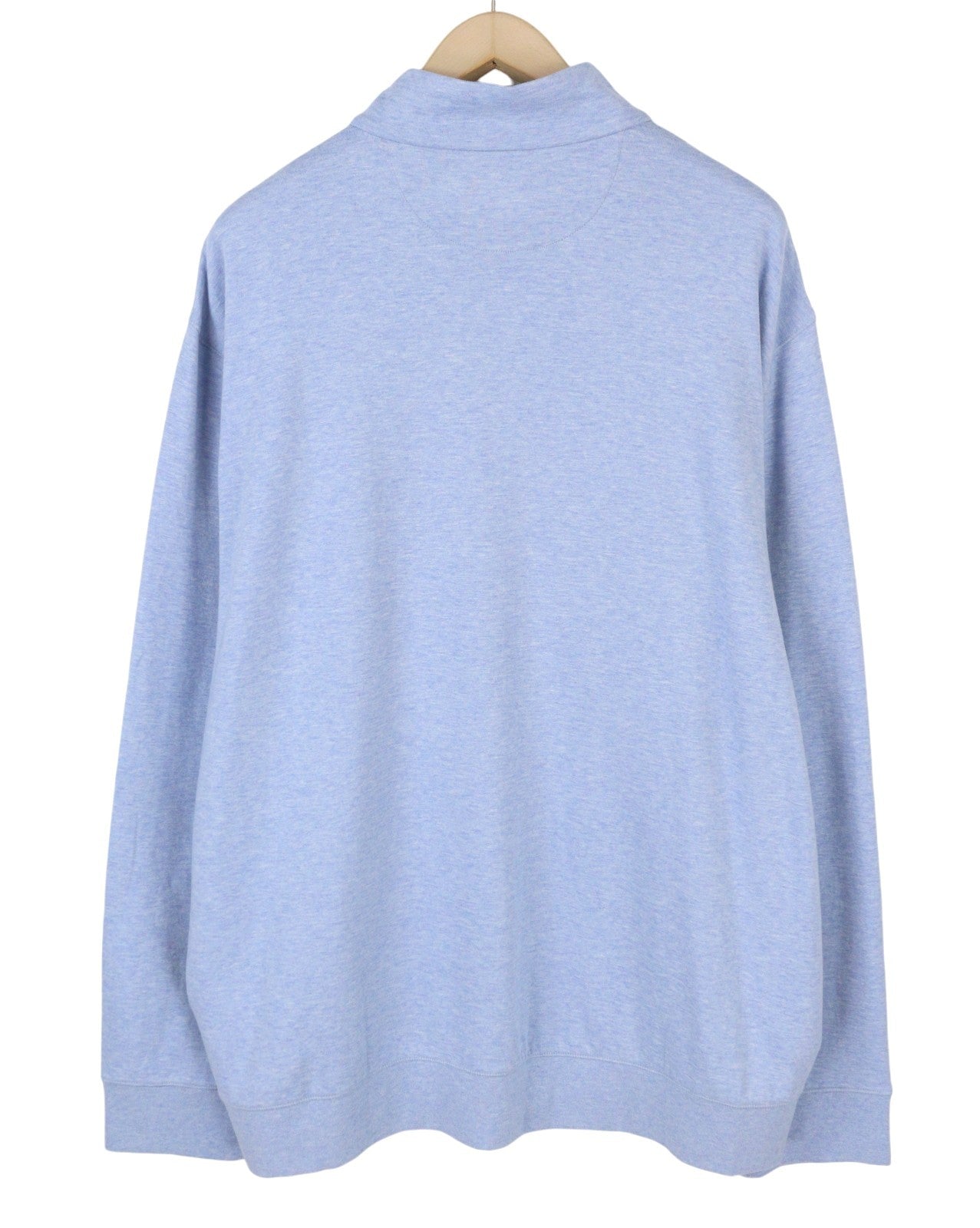 RALPH LAUREN Men Sweatshirt 2XL Blue Melange Half Zip Logo Pull On RRP199