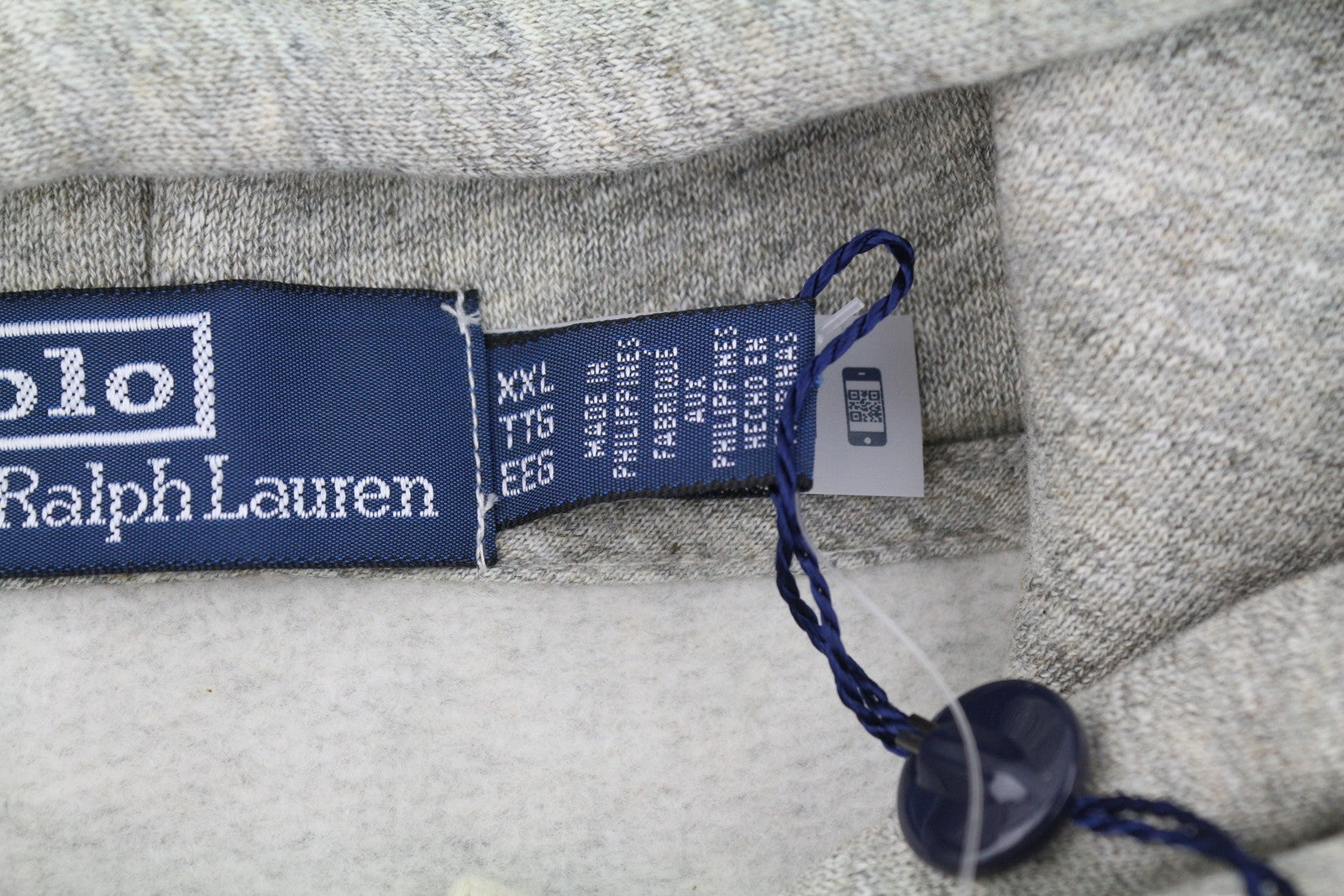 RALPH LAUREN Men Hoodie 2XL Grey Melange Logo Pocket Hooded Pull On RRP299