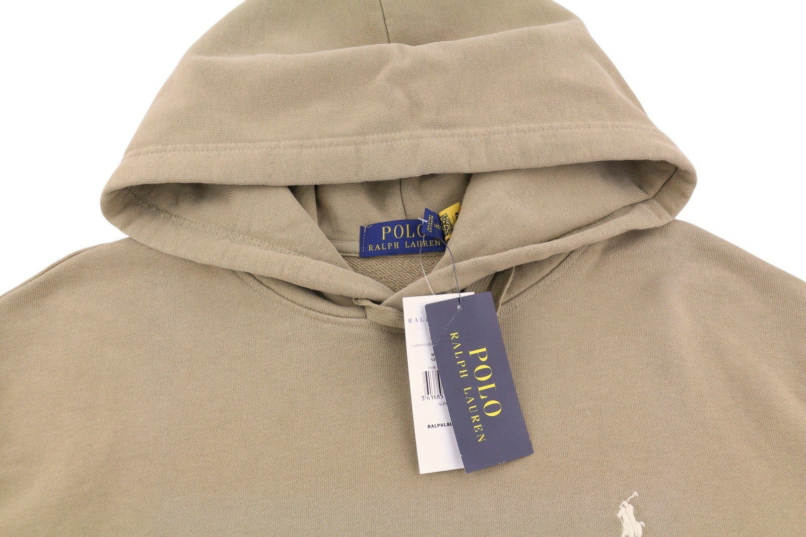 RALPH LAUREN Men Hoodie XL Light Brown Logo Kangaroo Pocket Pull On RRP199
