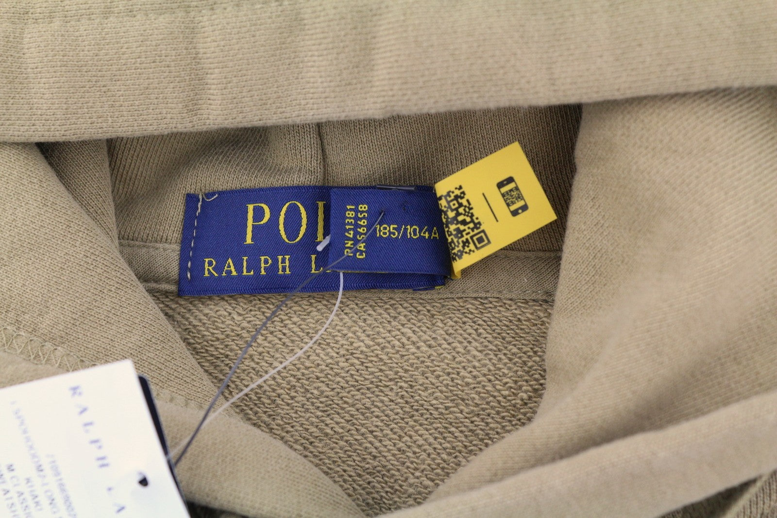RALPH LAUREN Men Hoodie XL Light Brown Logo Kangaroo Pocket Pull On RRP199