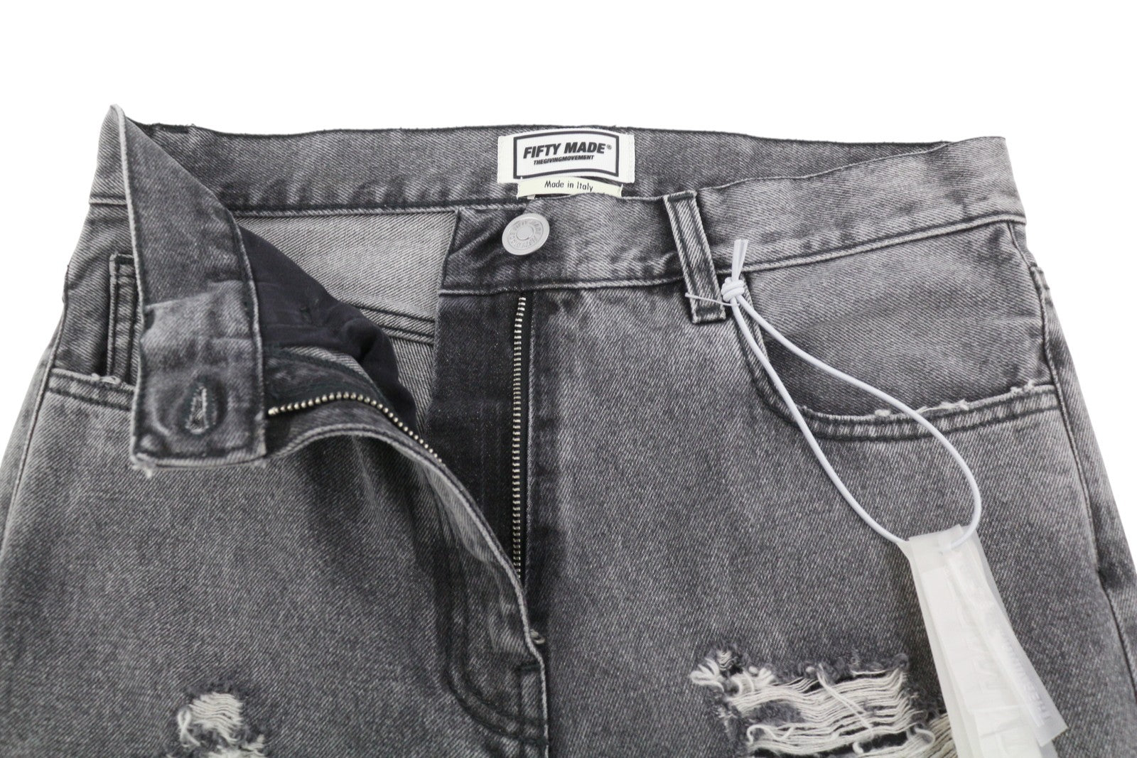 THE GIVING MOVEMENT Fifty Made Women Jeans W26 Grey Distress Limited Edition