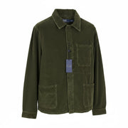 RALPH LAUREN Men Shirt M Green Corduroy Button-Up Logo Patch Pocket Overshirt