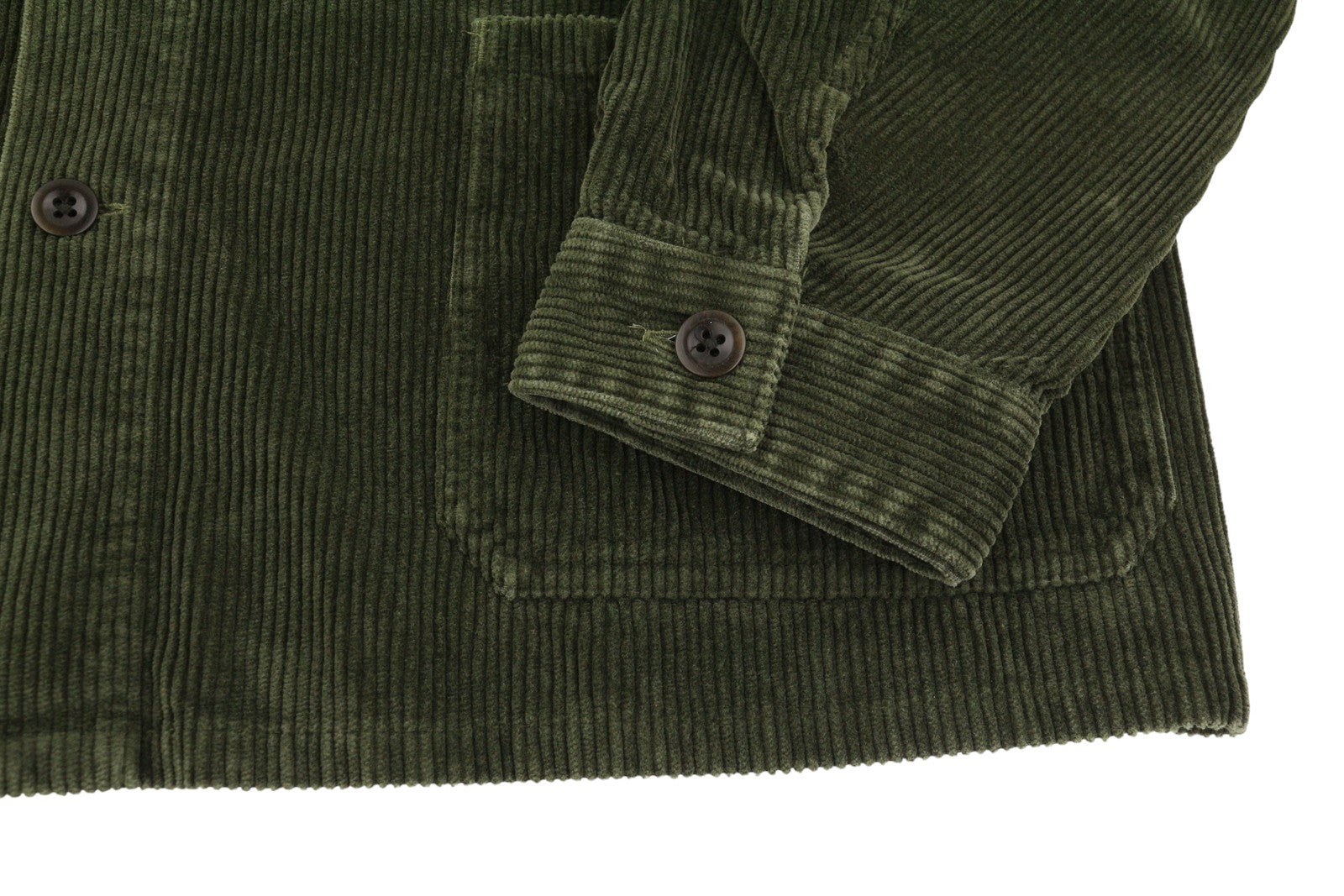 RALPH LAUREN Men Shirt M Green Corduroy Button-Up Logo Patch Pocket Overshirt