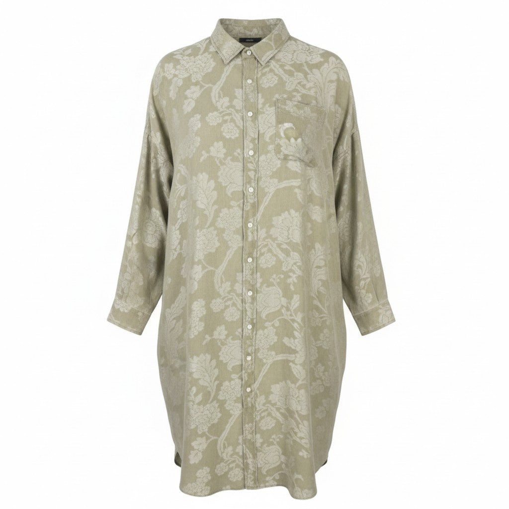 R13 Jumbo Shirtdress Women Dress M/L Olive Floral Linen Blend RRP1295 PS26