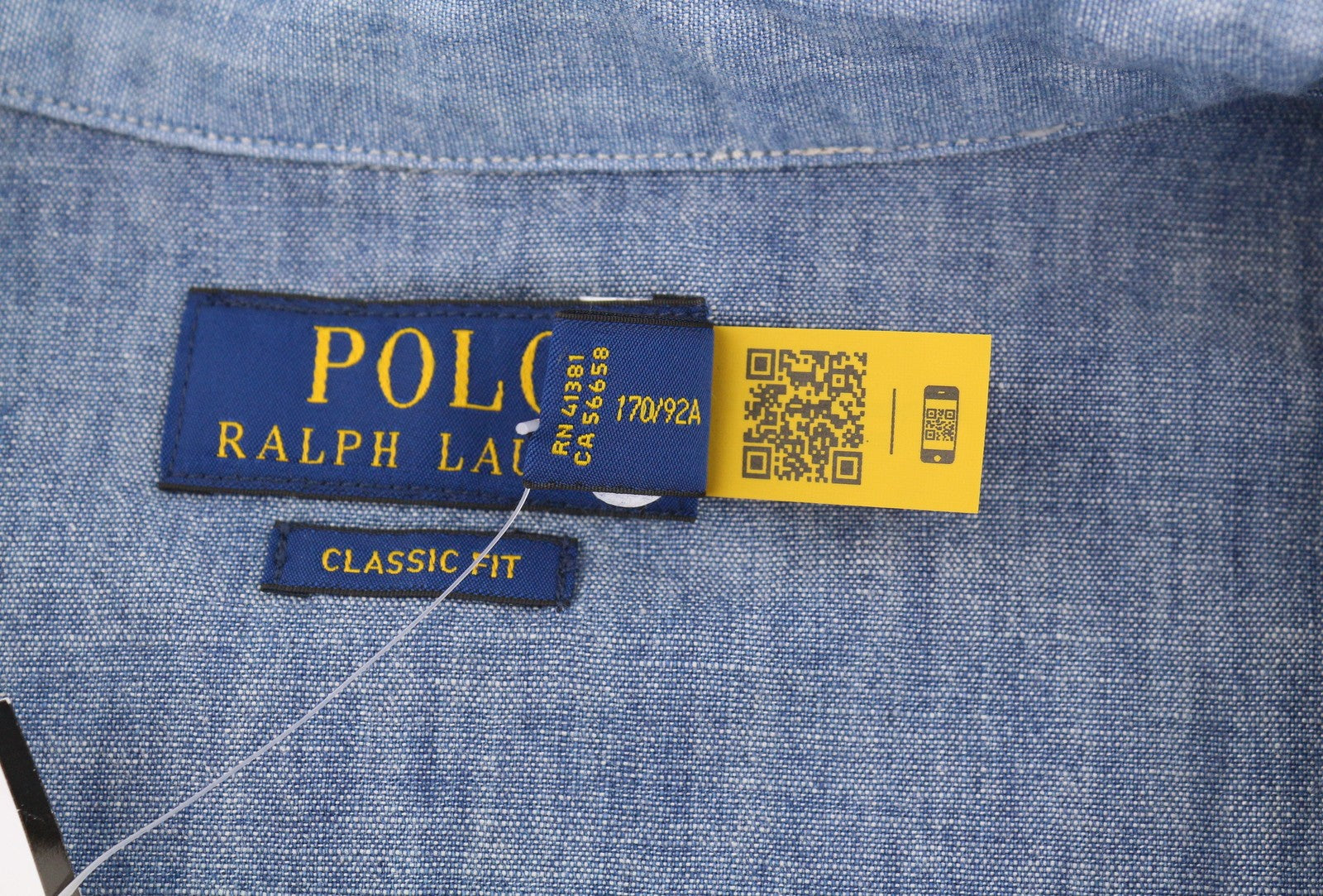 RALPH LAUREN Men Shirt S Blue Faded Patchwork Spread Collar RRP199