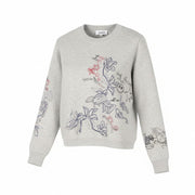 DESIGUAL Jers Laia Women Jumper L Melange Grey Embroidered Knit Pull On