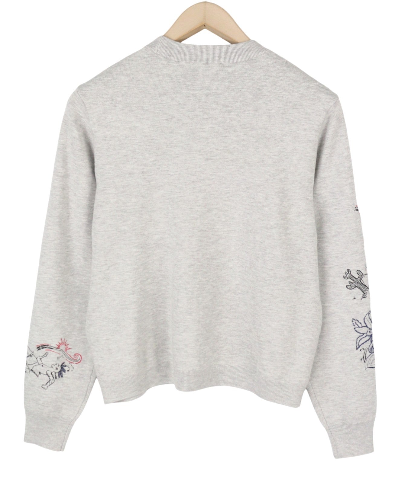 DESIGUAL Jers Laia Women Jumper L Melange Grey Embroidered Knit Pull On