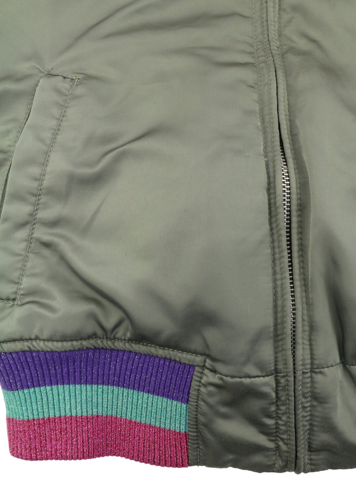 DIESEL Women Jacket XS Green Shiny Reversible Zip Lightweight Bomber