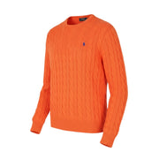 RALPH LAUREN Driver Cn-Long Sleeve Orange Men Jumper M Cable Pullover RRP214