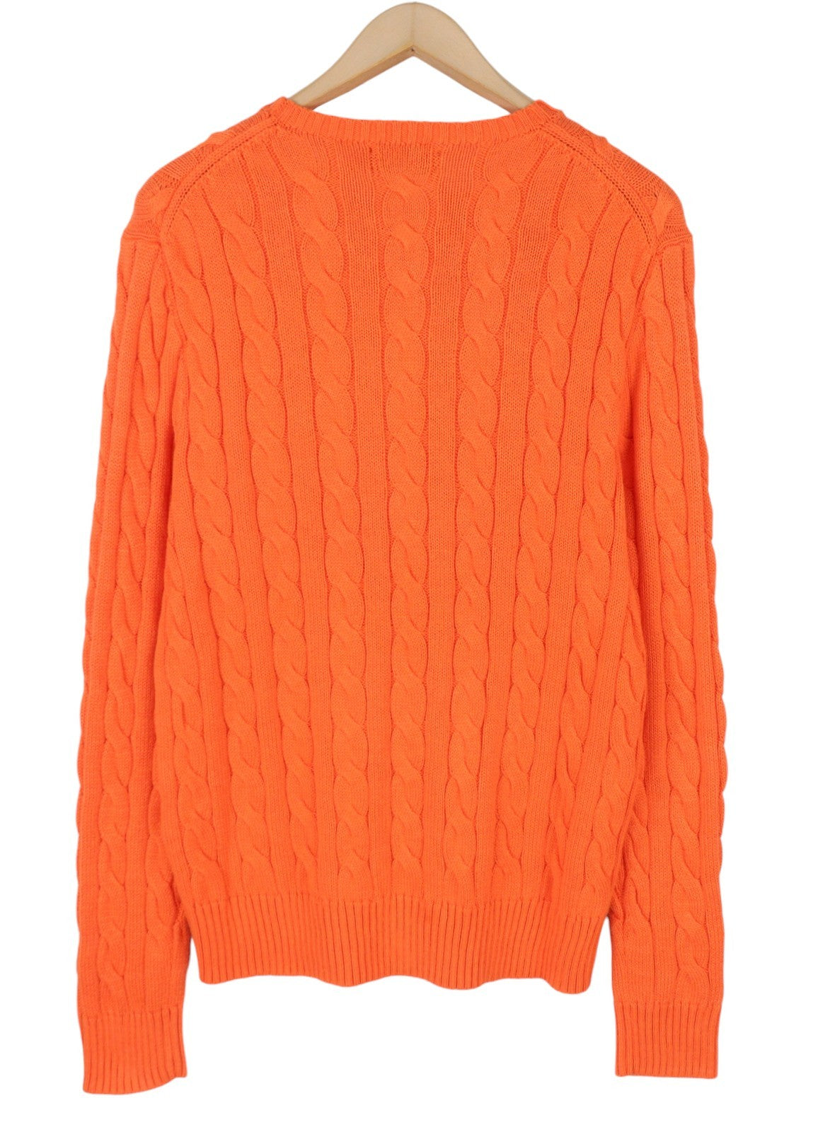 RALPH LAUREN Driver Cn-Long Sleeve Orange Men Jumper M Cable Pullover RRP214