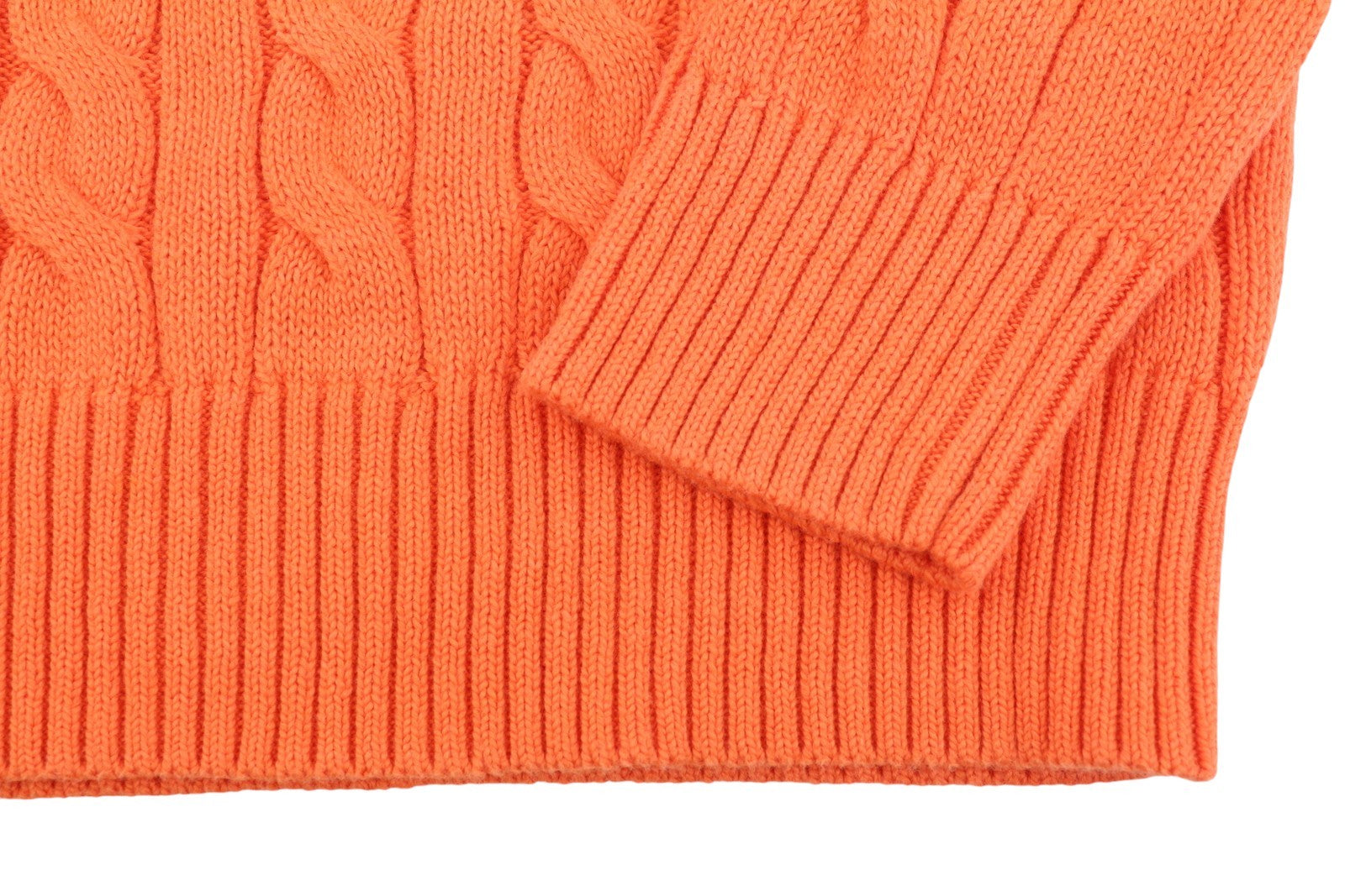 RALPH LAUREN Driver Cn-Long Sleeve Orange Men Jumper M Cable Pullover RRP214