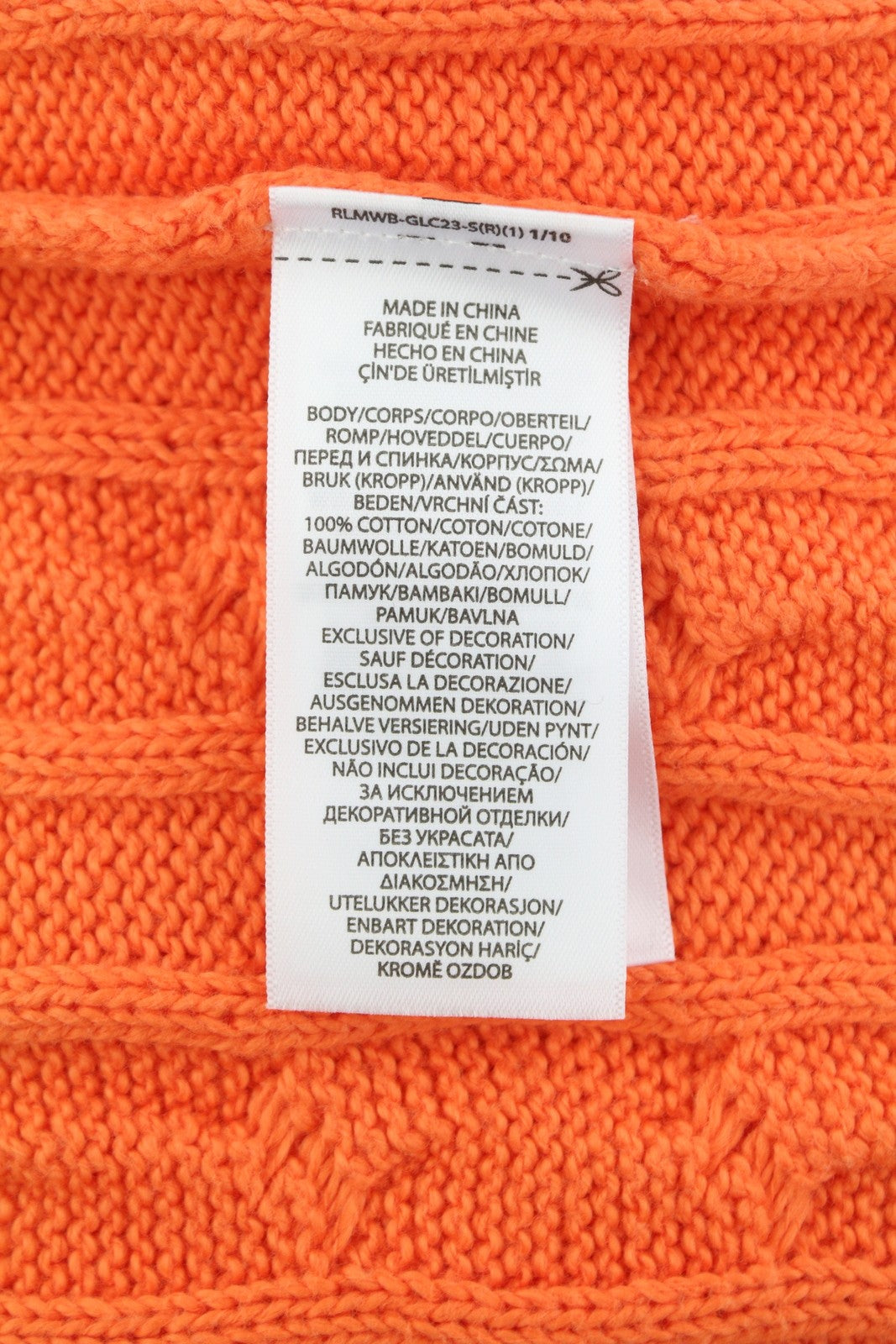 RALPH LAUREN Driver Cn-Long Sleeve Orange Men Jumper M Cable Pullover RRP214