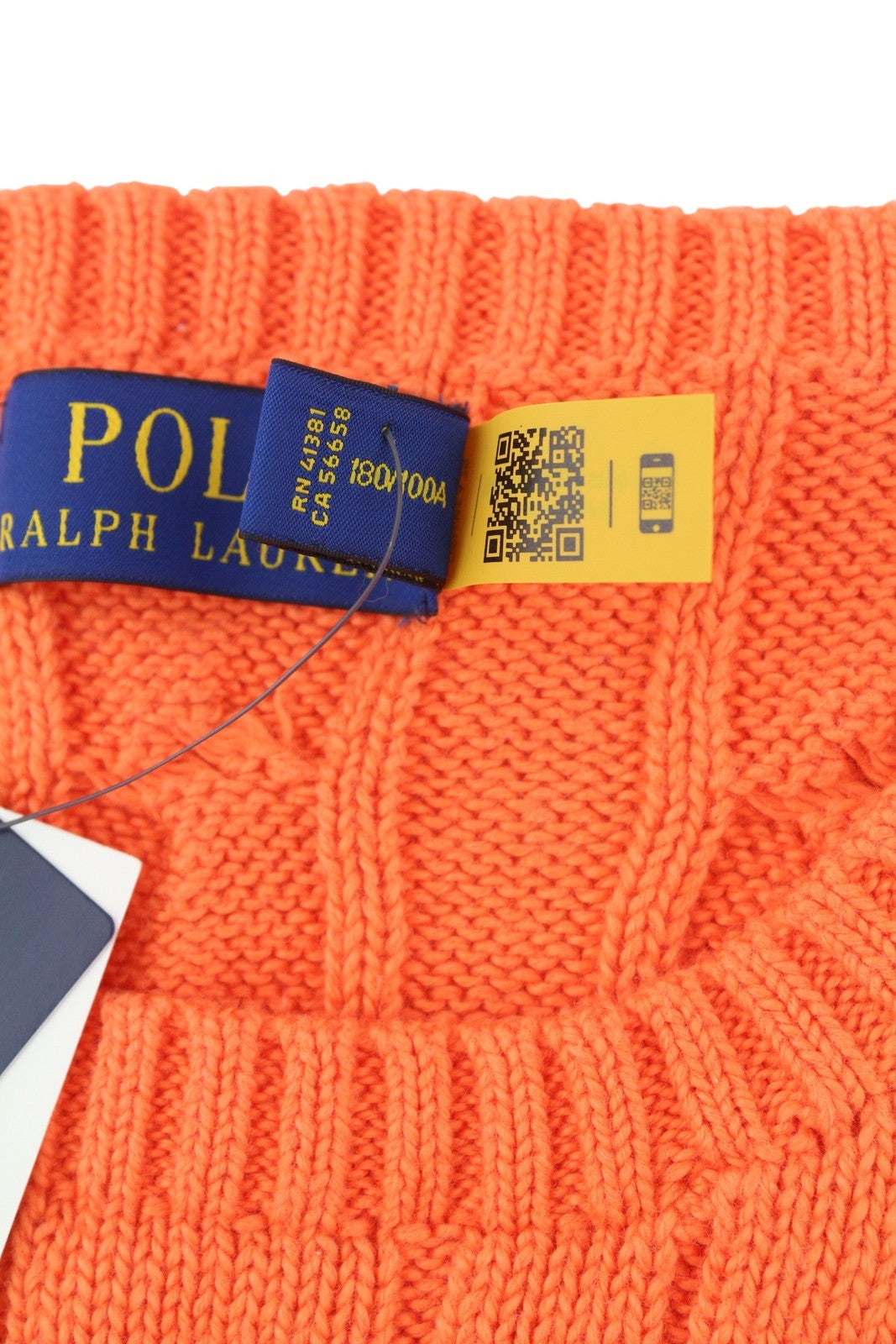 RALPH LAUREN Driver Cn-Long Sleeve Orange Men Jumper L Cable Pullover RRP214