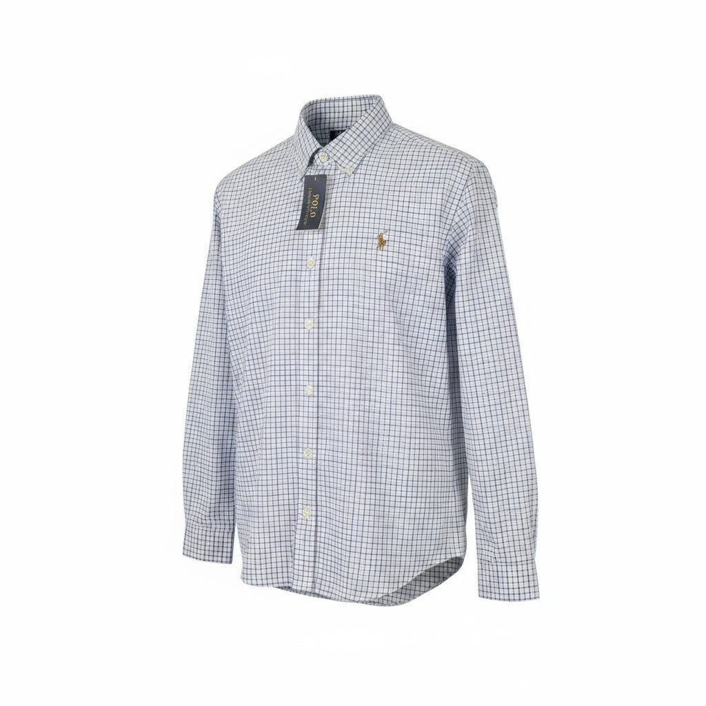 RALPH LAUREN Men Shirt S White Checked Custom Fit Button-Down Logo RRP169