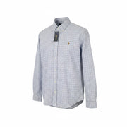 RALPH LAUREN Men Shirt XL White Checkered Custom Fit Button-Down Logo RRP169