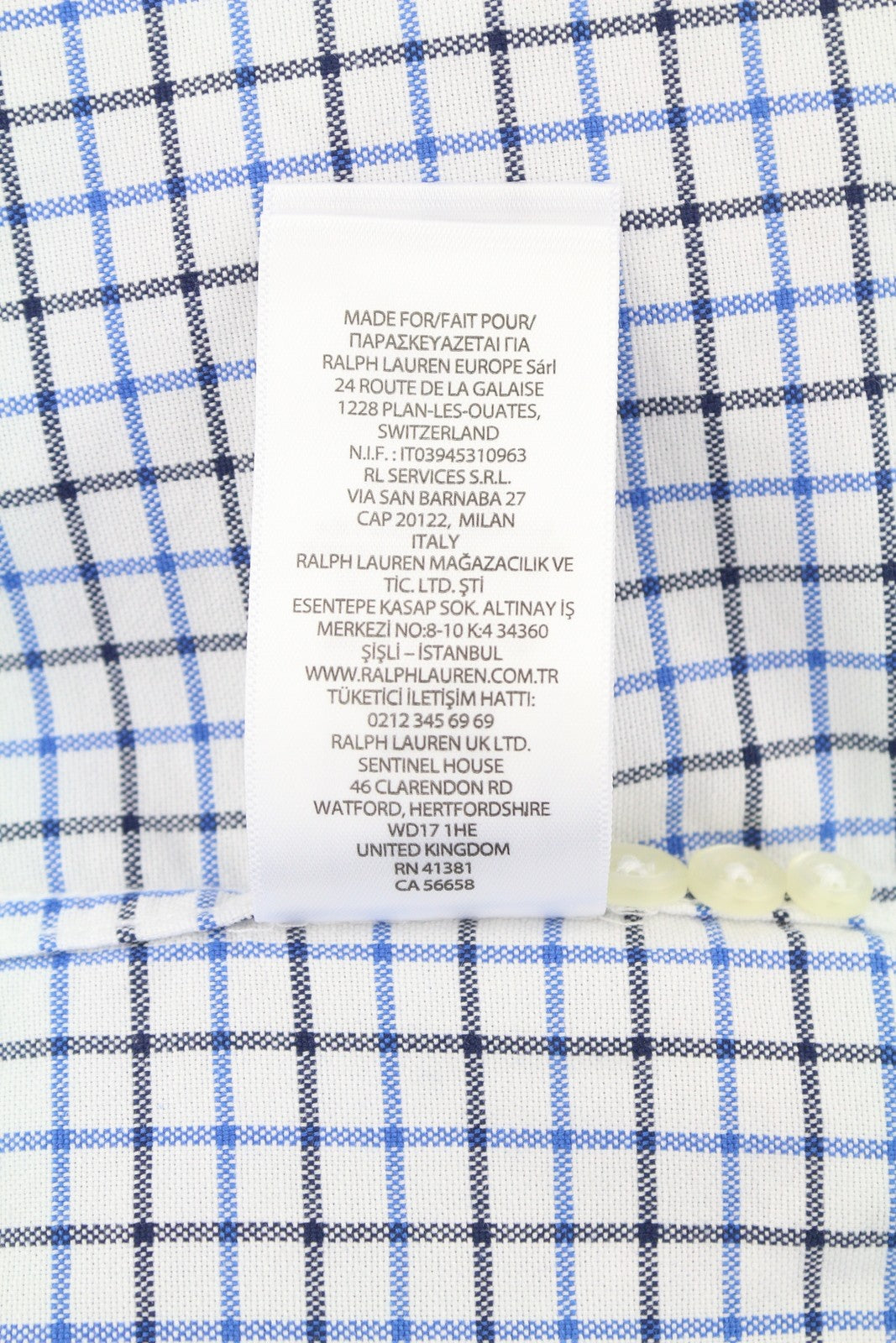RALPH LAUREN Men Shirt XL White Checkered Custom Fit Button-Down Logo RRP169