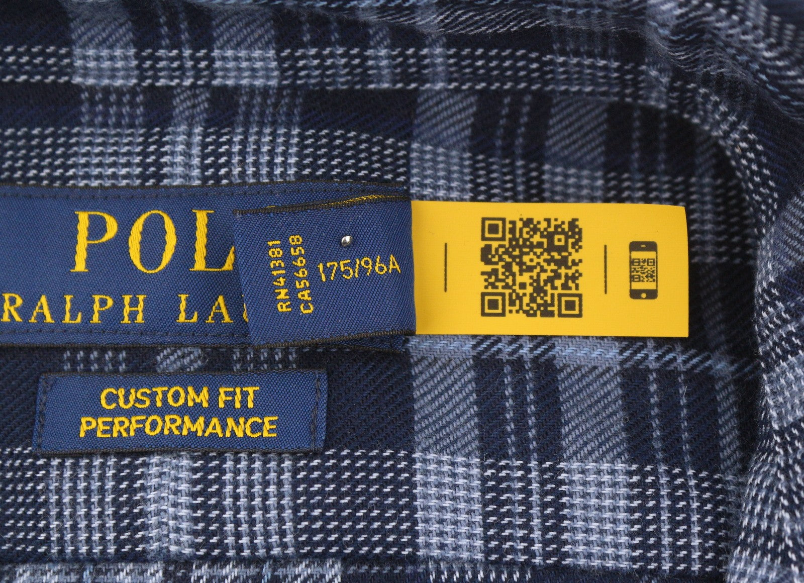 RALPH LAUREN Men Shirt M Blue Performance Plaid Custom Fit Flannel RRP169